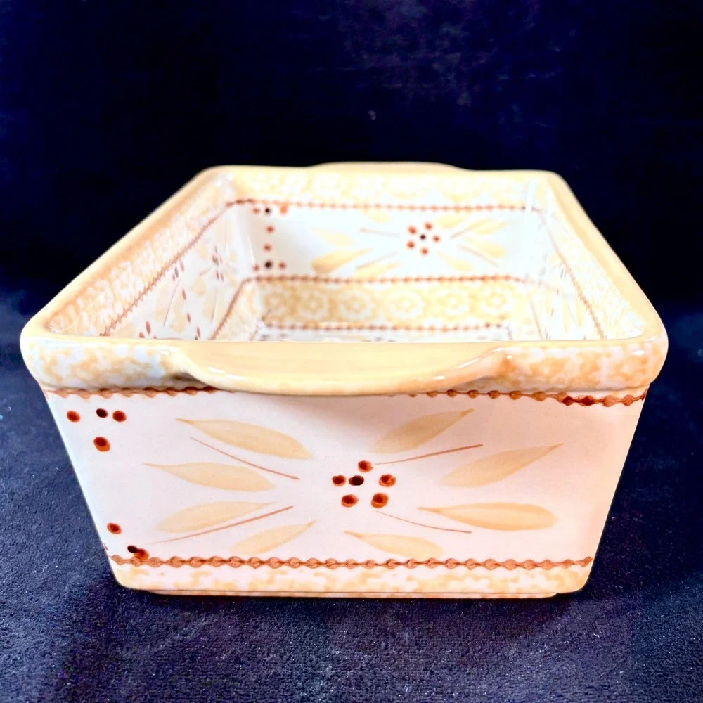 Temp-tations Old World 1.5 QT Rectangle Baker Yellow Floral Stoneware KFI-698704